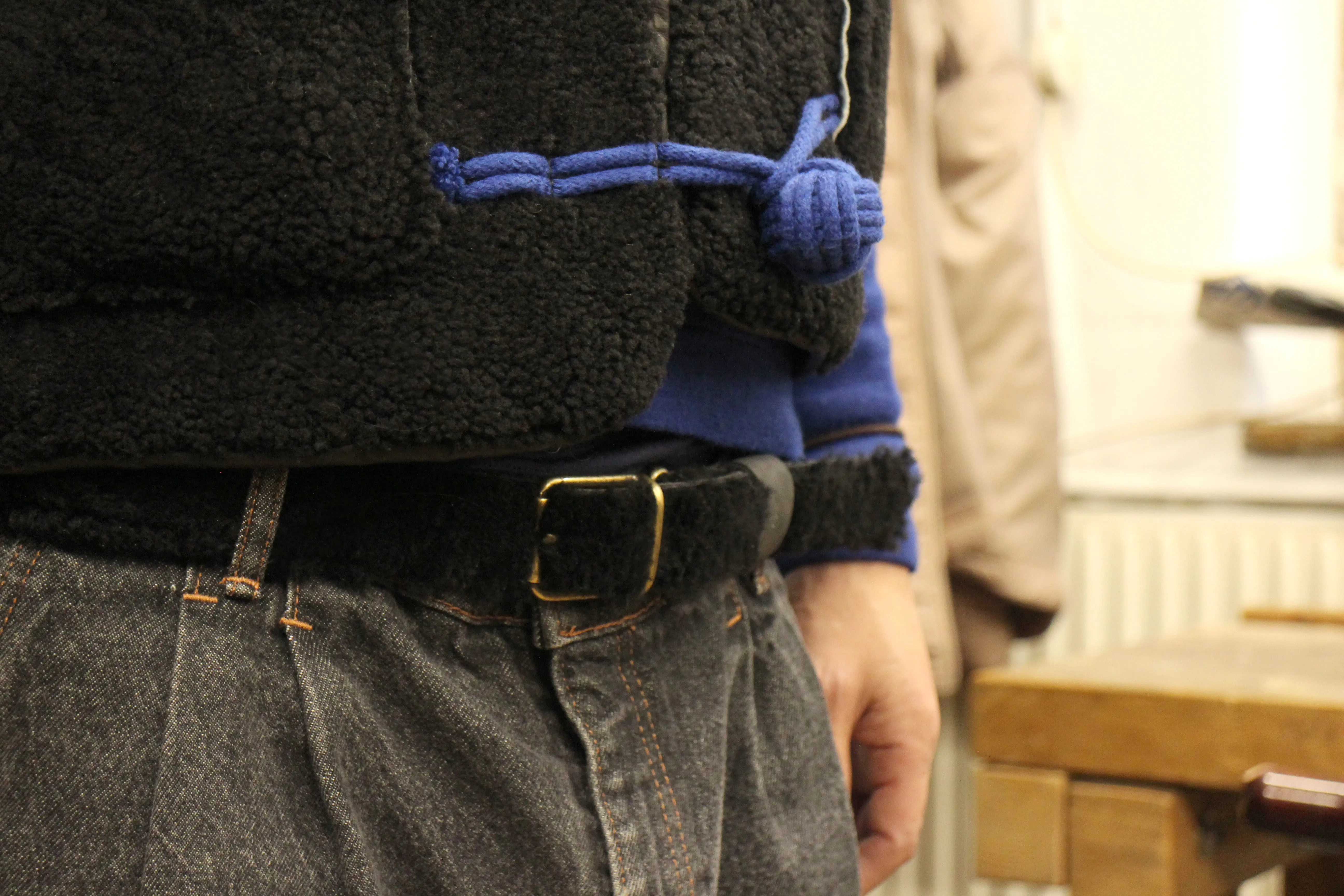 UNISEX SHEARLING BELT   Nero
