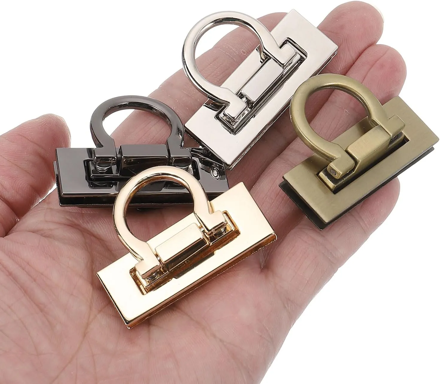 uxcell 3Set Turn Lock Clasp, Press Lock Clasp Closure Twist Turn Locks Hardware Buckle Fasteners for Purse Leather Bag Handbag Making Accessories (46x17.3mm, Bronze)