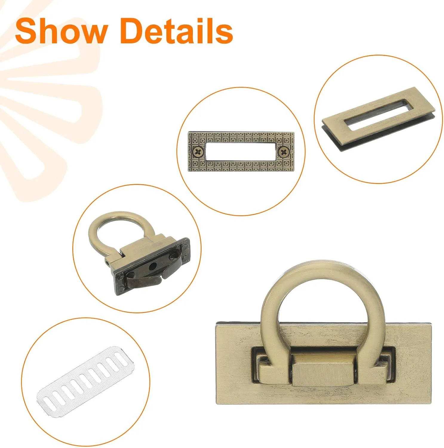 uxcell 3Set Turn Lock Clasp, Press Lock Clasp Closure Twist Turn Locks Hardware Buckle Fasteners for Purse Leather Bag Handbag Making Accessories (46x17.3mm, Bronze)