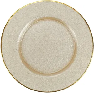 Vietri Metallic Glass Pearl Service Plate/Charger 12.5" D Glass Charger Plate Dinnerware