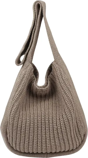 VIWIME Women's Crocheted Crossbody Tote Hobo Bag, Knitted Shoulder Handbag, Aesthetic Handmade Cute Purse, Knit Crochet Bag