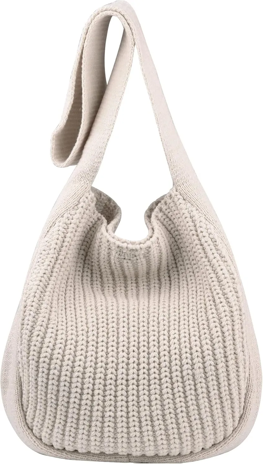 VIWIME Women's Crocheted Crossbody Tote Hobo Bag, Knitted Shoulder Handbag, Aesthetic Handmade Cute Purse, Knit Crochet Bag