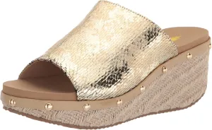 VOLATILE Womens Ravine Metallic Studded Casual Sandals Casual Mid Heel 2-3" - Gold - Size 10 M