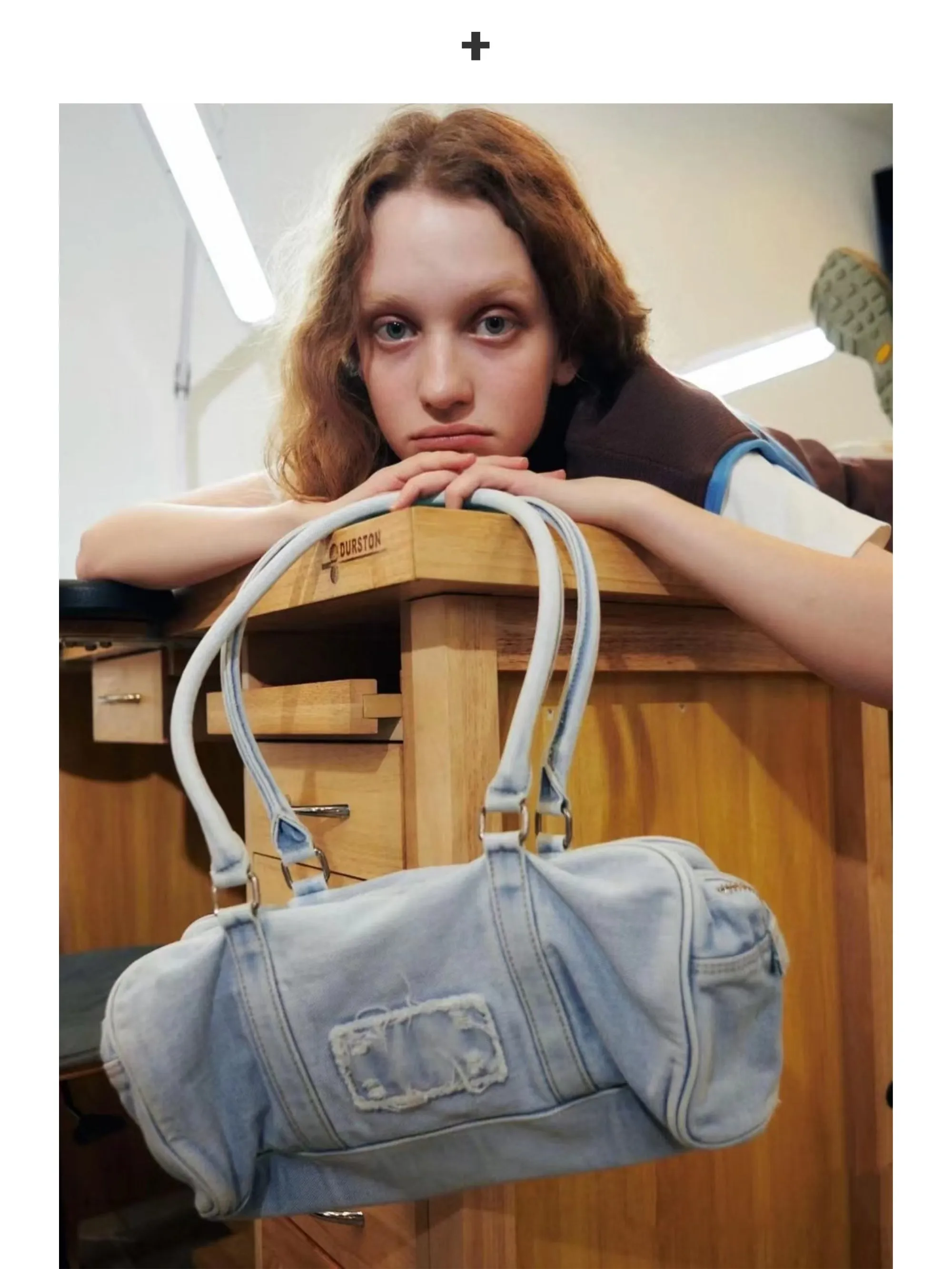 Washed Denim Handbag