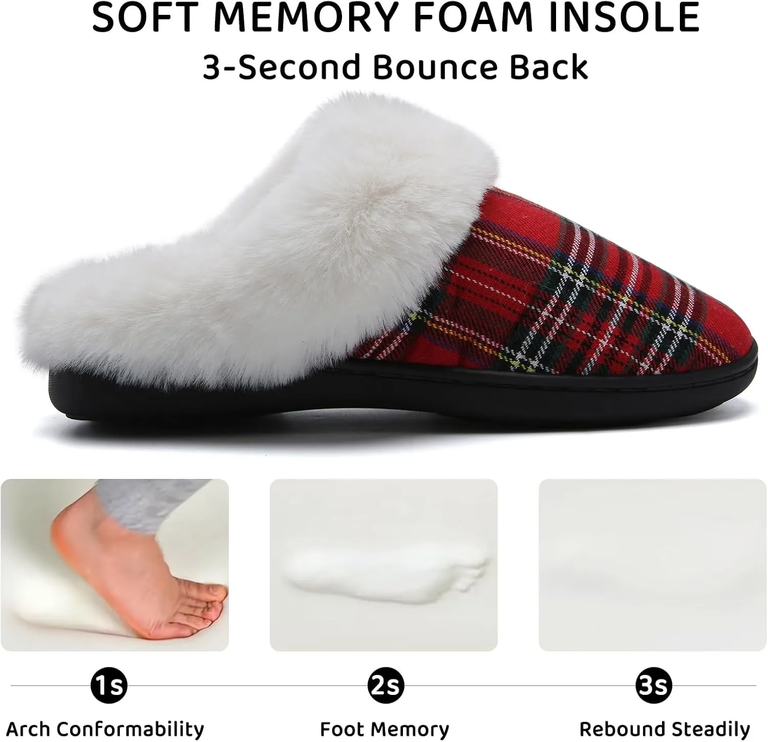 WateLves Women's Memory Foam Slippers Comfort Wool-Like Plush Fleece Lined House Shoes for Indoor & Outdoor