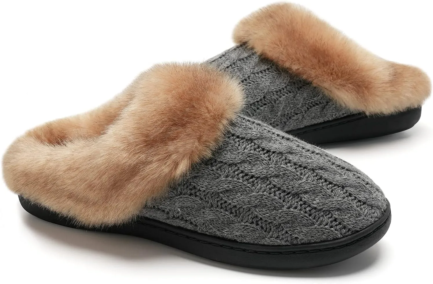 WateLves Women's Memory Foam Slippers Comfort Wool-Like Plush Fleece Lined House Shoes for Indoor & Outdoor