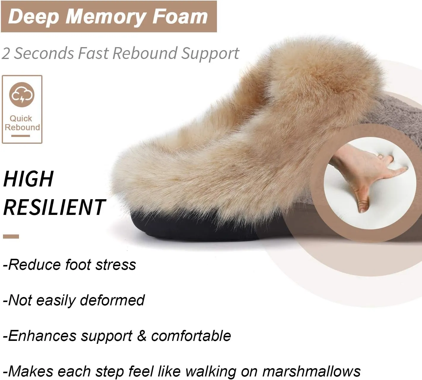 WateLves Women's Memory Foam Slippers Comfort Wool-Like Plush Fleece Lined House Shoes for Indoor & Outdoor
