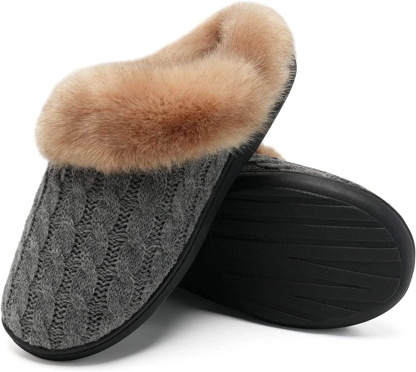 WateLves Women's Memory Foam Slippers Comfort Wool-Like Plush Fleece Lined House Shoes for Indoor & Outdoor