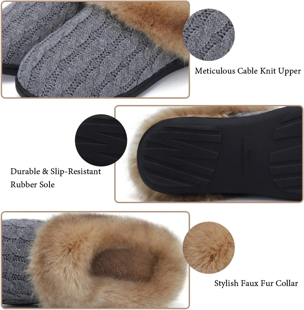 WateLves Women's Memory Foam Slippers Comfort Wool-Like Plush Fleece Lined House Shoes for Indoor & Outdoor