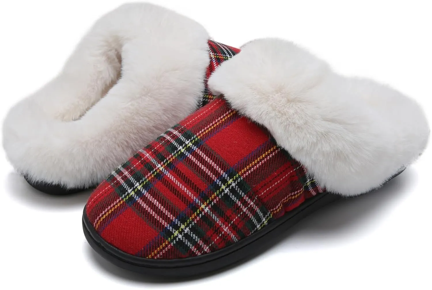 WateLves Women's Memory Foam Slippers Comfort Wool-Like Plush Fleece Lined House Shoes for Indoor & Outdoor