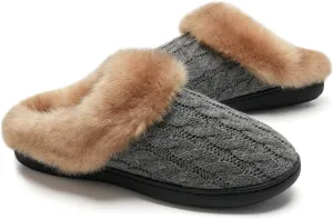 WateLves Women's Memory Foam Slippers Comfort Wool-Like Plush Fleece Lined House Shoes for Indoor & Outdoor