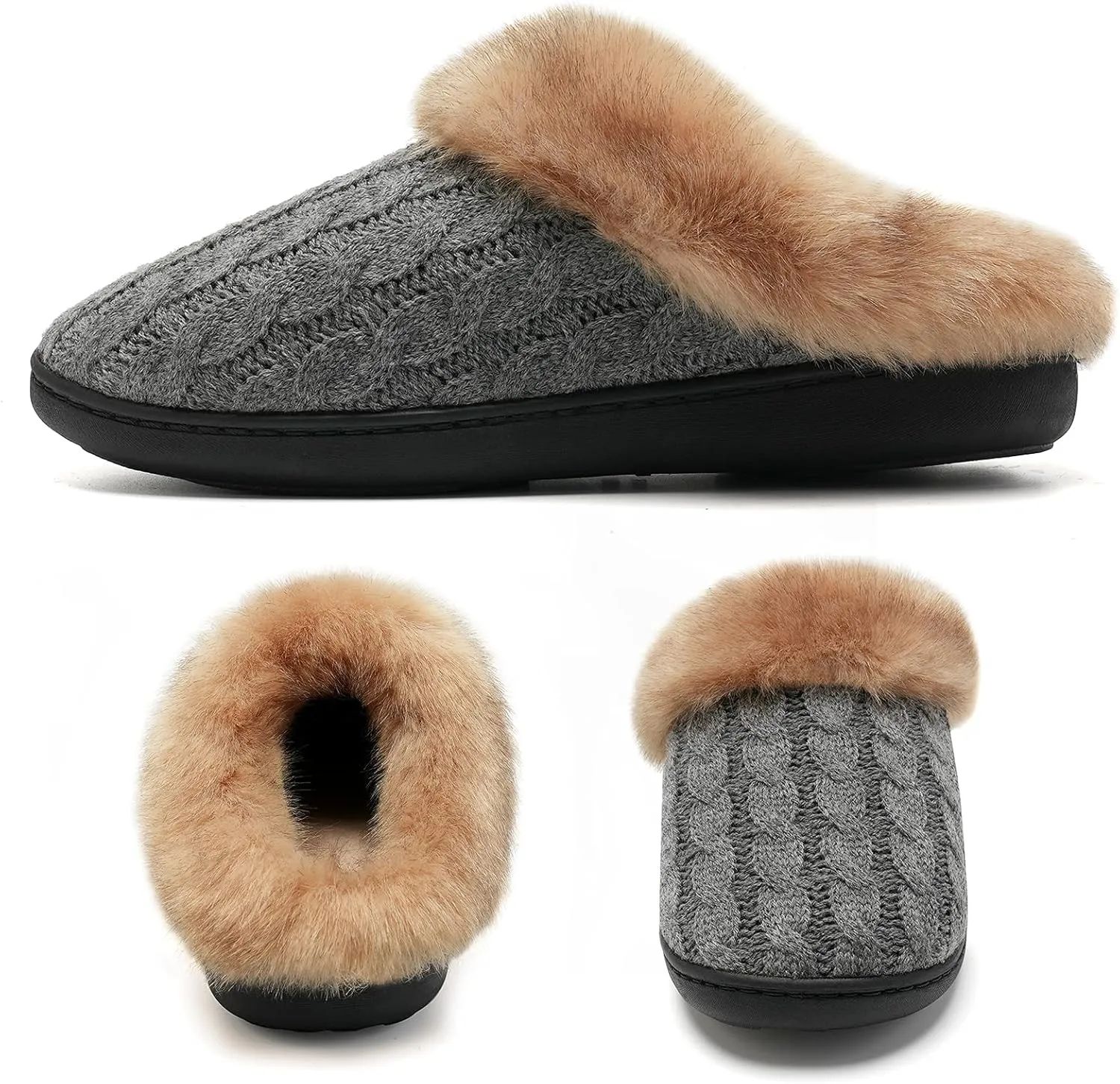 WateLves Women's Memory Foam Slippers Comfort Wool-Like Plush Fleece Lined House Shoes for Indoor & Outdoor
