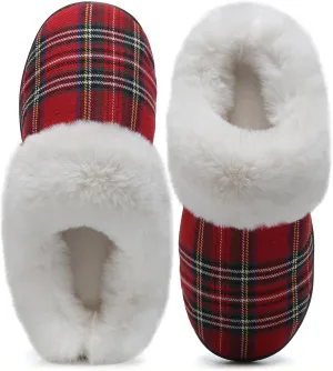 WateLves Women's Memory Foam Slippers Comfort Wool-Like Plush Fleece Lined House Shoes for Indoor & Outdoor