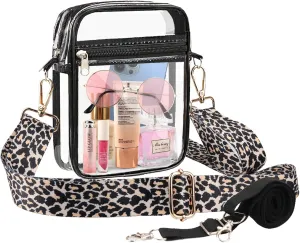 WEDDINGHELPER Clear Crossbody Bag, Clear Bag Stadium Approved Adjustable Strap for Concerts Sports Events