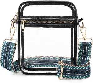WEDDINGHELPER Clear Crossbody Bag, Clear Bag Stadium Approved, Clear Bag with Adjustable Strap for Sports Events