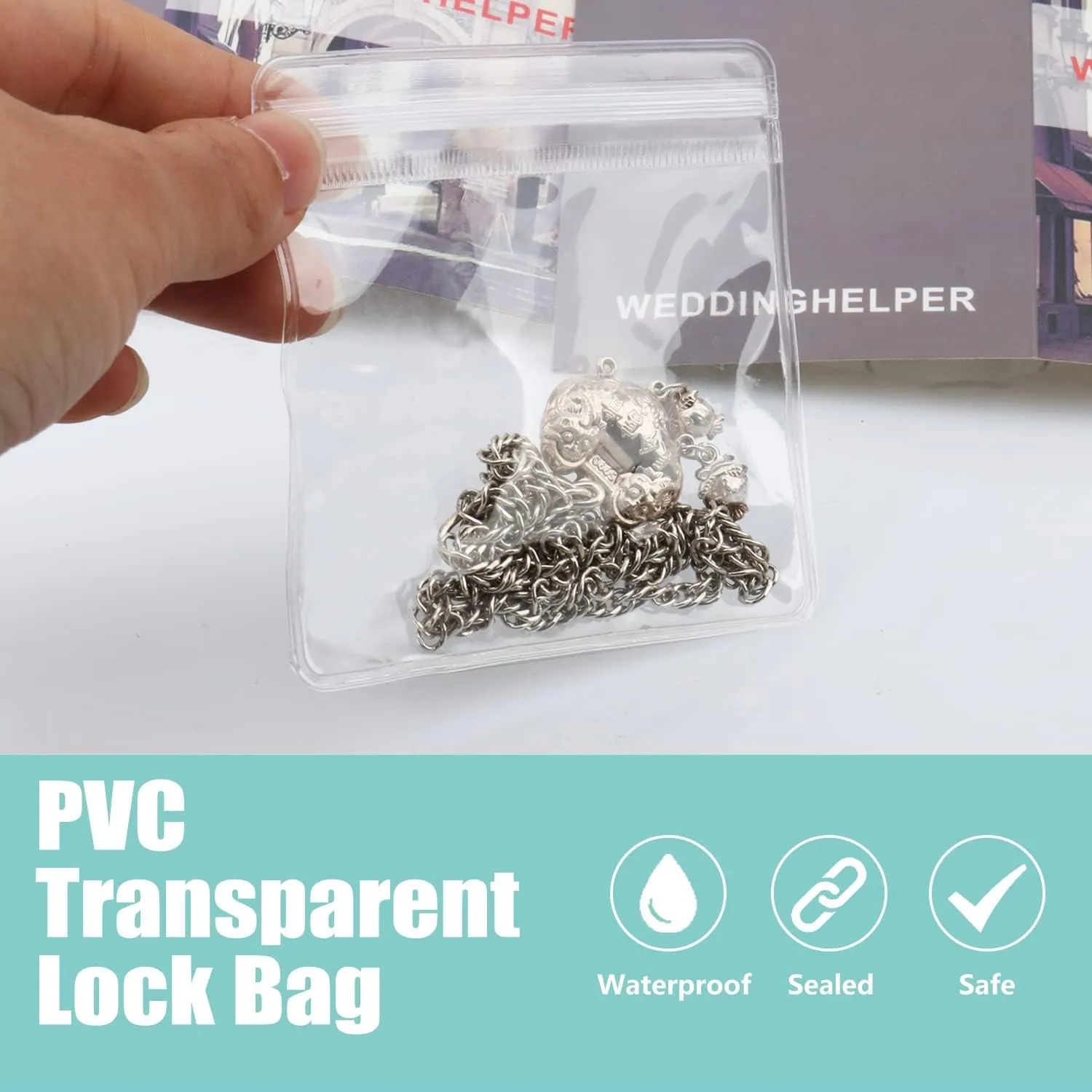 WEDDINGHELPER Jewelry Bags Small Self-Sealing Plastic Zip Clear Bags PVC Transparent Lock Bag for Storing Bracelets Rings Earrings Ziplock Pouch (5.1 x 5.1inch(100pcs)