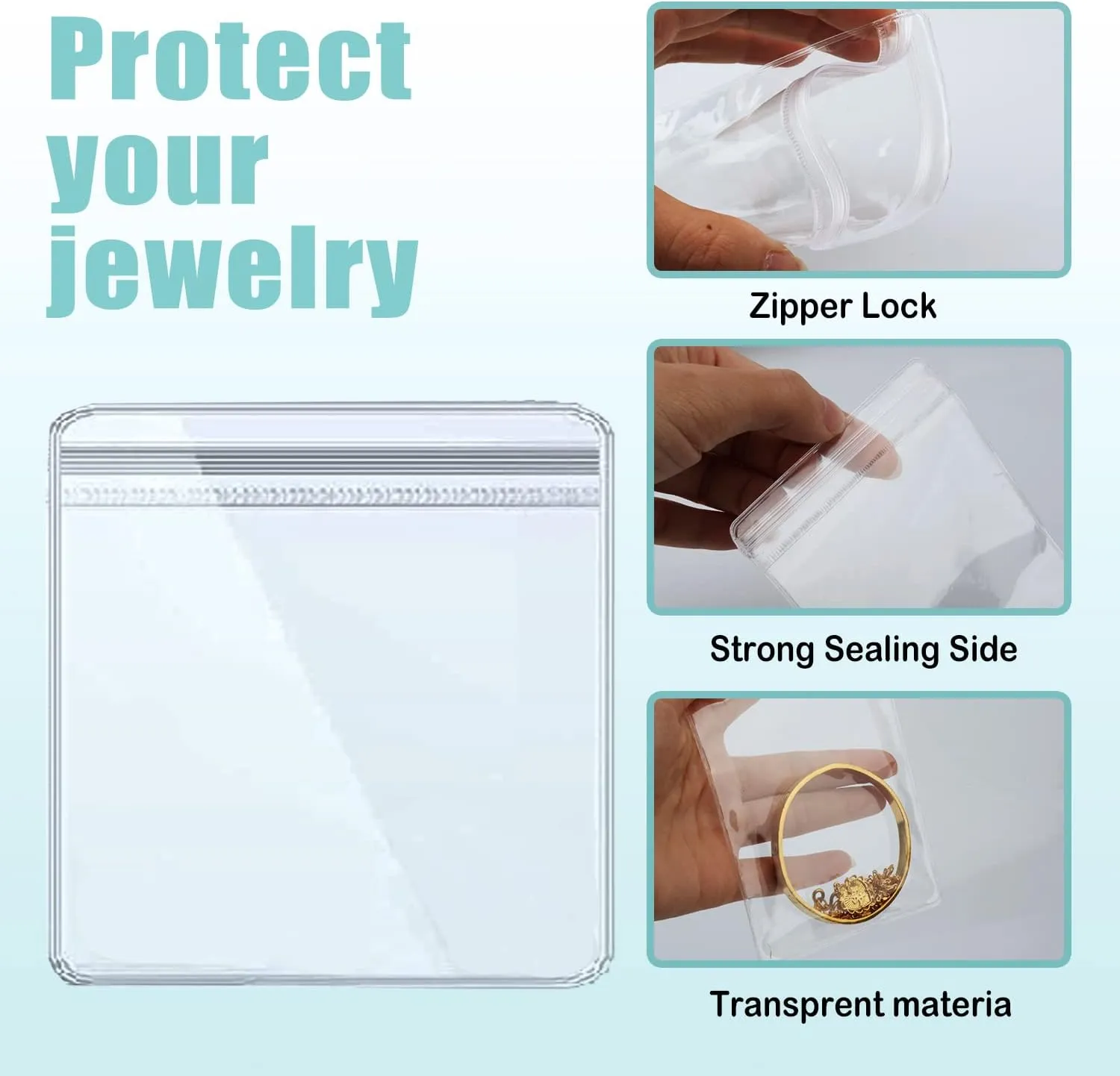 WEDDINGHELPER Jewelry Bags Small Self-Sealing Plastic Zip Clear Bags PVC Transparent Lock Bag for Storing Bracelets Rings Earrings Ziplock Pouch (5.1 x 5.1inch(100pcs)