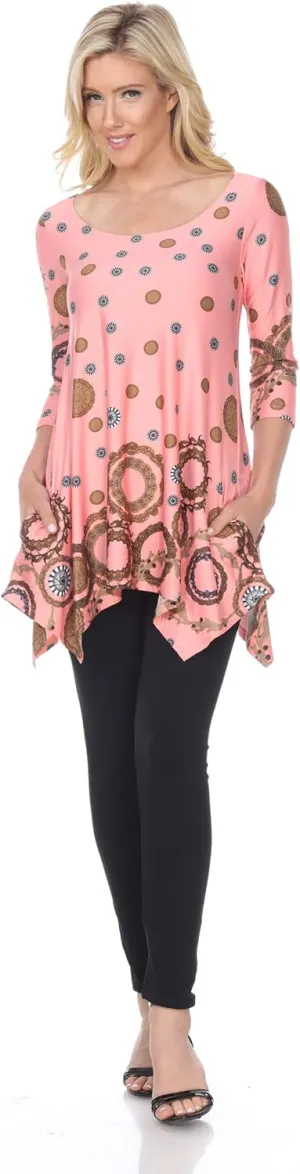 white mark Erie Tunic Top with Side Pockets & Shark Bite Hemline