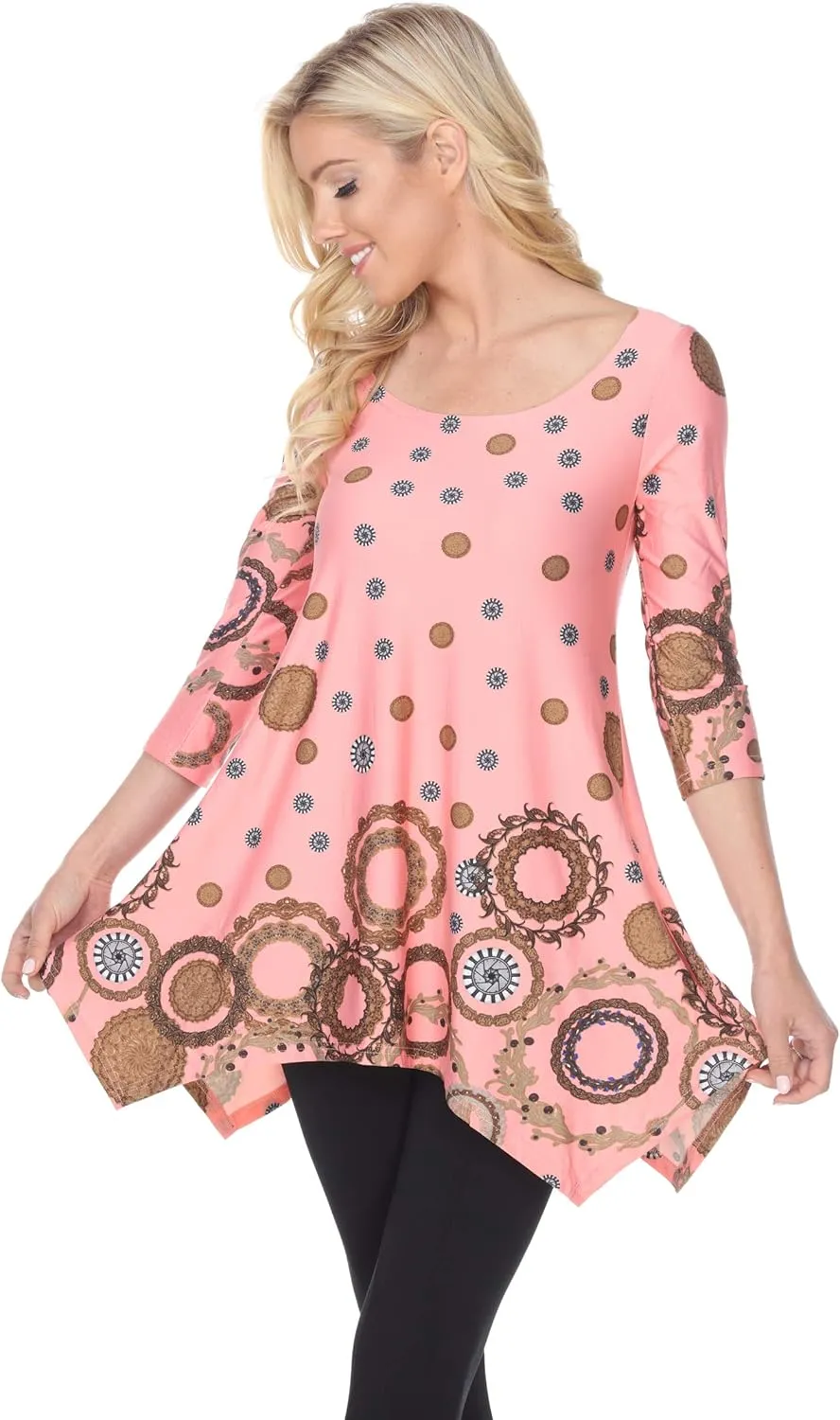 white mark Erie Tunic Top with Side Pockets & Shark Bite Hemline