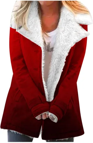 Winter Clothes for Women 2023 Long Sleve Button Down Fuzzy Fleece Sherpa Jackets Gardient Print Plush Warm Coat with Pockets