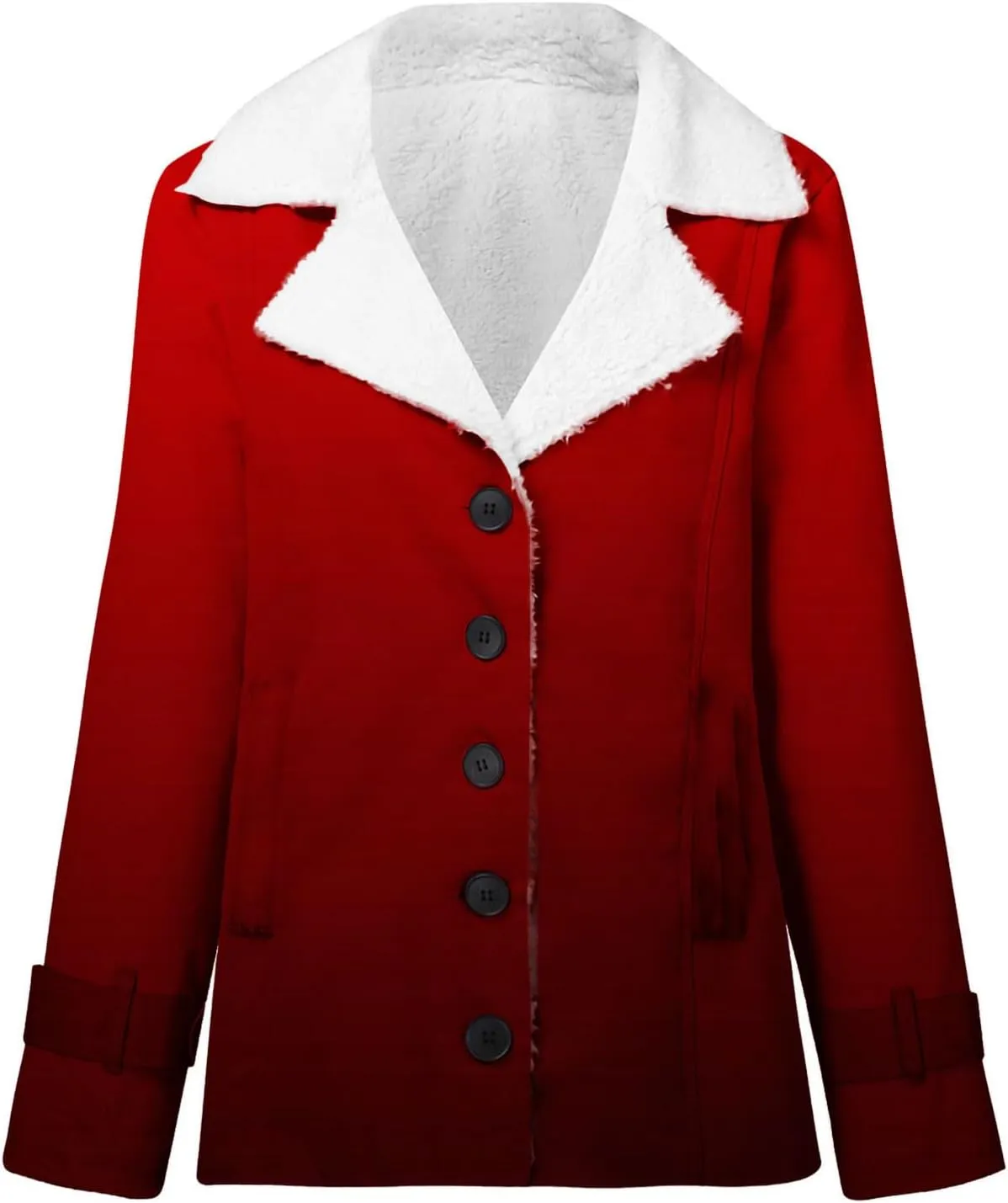 Winter Clothes for Women 2023 Long Sleve Button Down Fuzzy Fleece Sherpa Jackets Gardient Print Plush Warm Coat with Pockets