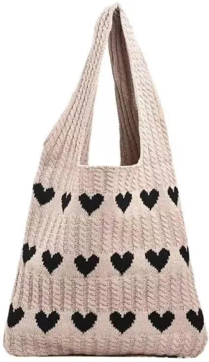 Women Crochet Tote Bag Cute Knit Shoulder Bag Aesthetic Purse Handbags for Shopping Travel Beach