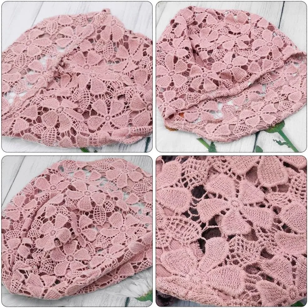 Women Fall Slouchy Crochet Beanie Hat Spring Summer Handmade Cutout Knit Skull Cap with Brim Visor