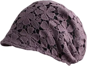 Women Fall Slouchy Crochet Beanie Hat Spring Summer Handmade Cutout Knit Skull Cap with Brim Visor