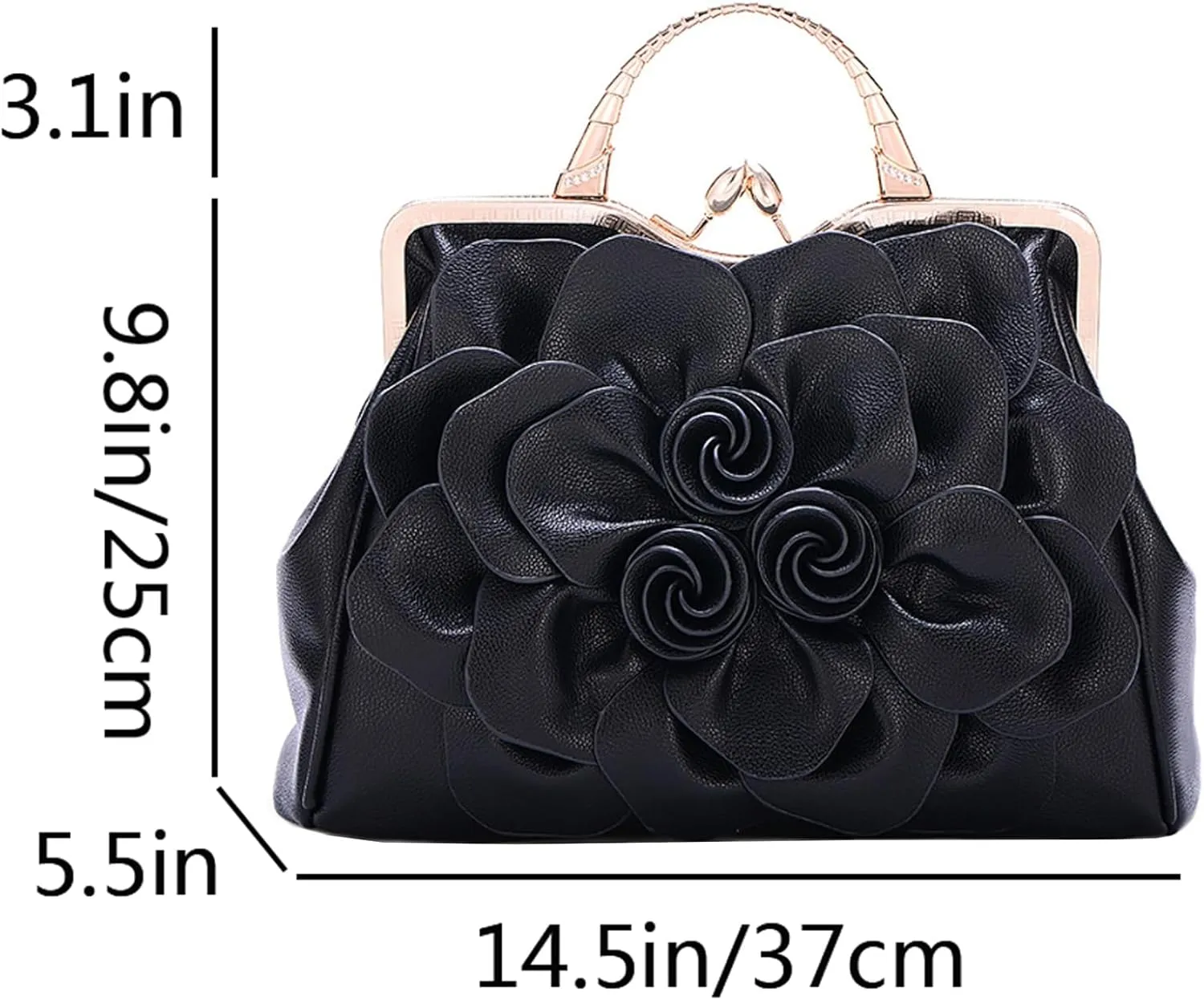 Women Flower Top Handle Handbags Purses Faux Leather Floral Evening Shoulder Bags Satchel