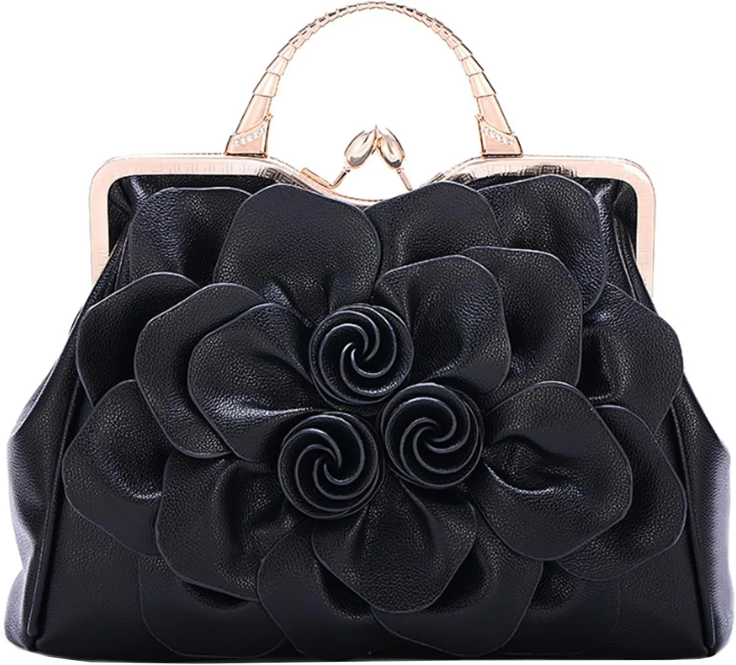 Women Flower Top Handle Handbags Purses Faux Leather Floral Evening Shoulder Bags Satchel