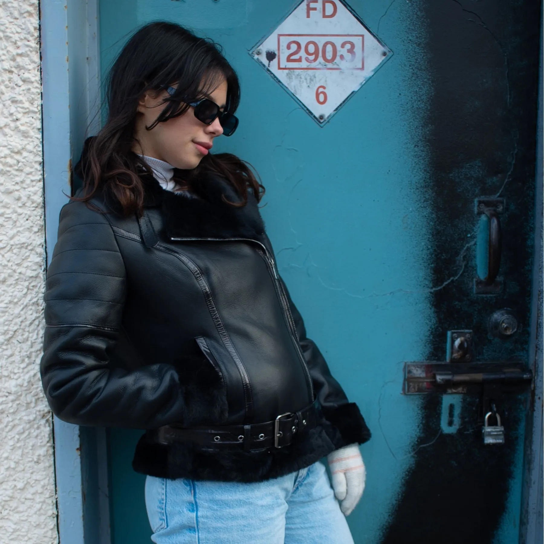 Womens Black Aviator Jacket