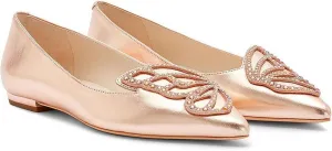 Womens Butterfly Slip On Ballet Flats Metallic 36.5 Medium (B,M), Rose Gold/Crystal