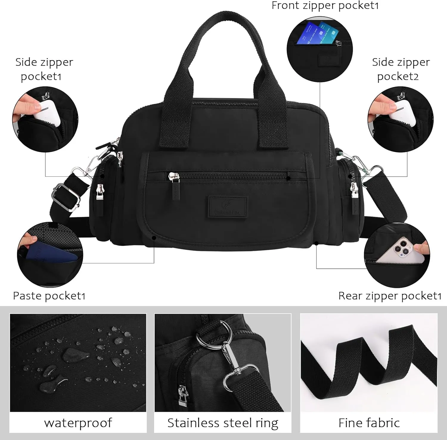 Women's Casual Shoulder Bag, Large Capacity Crossbody Bag, High-Density Nylon Waterproof Travel Wallet
