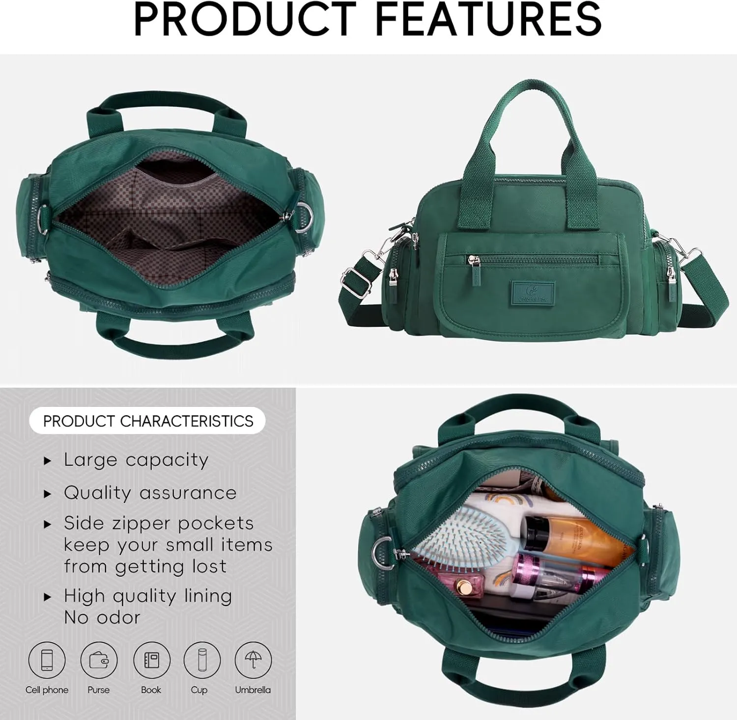 Women's Casual Shoulder Bag, Large Capacity Crossbody Bag, High-Density Nylon Waterproof Travel Wallet