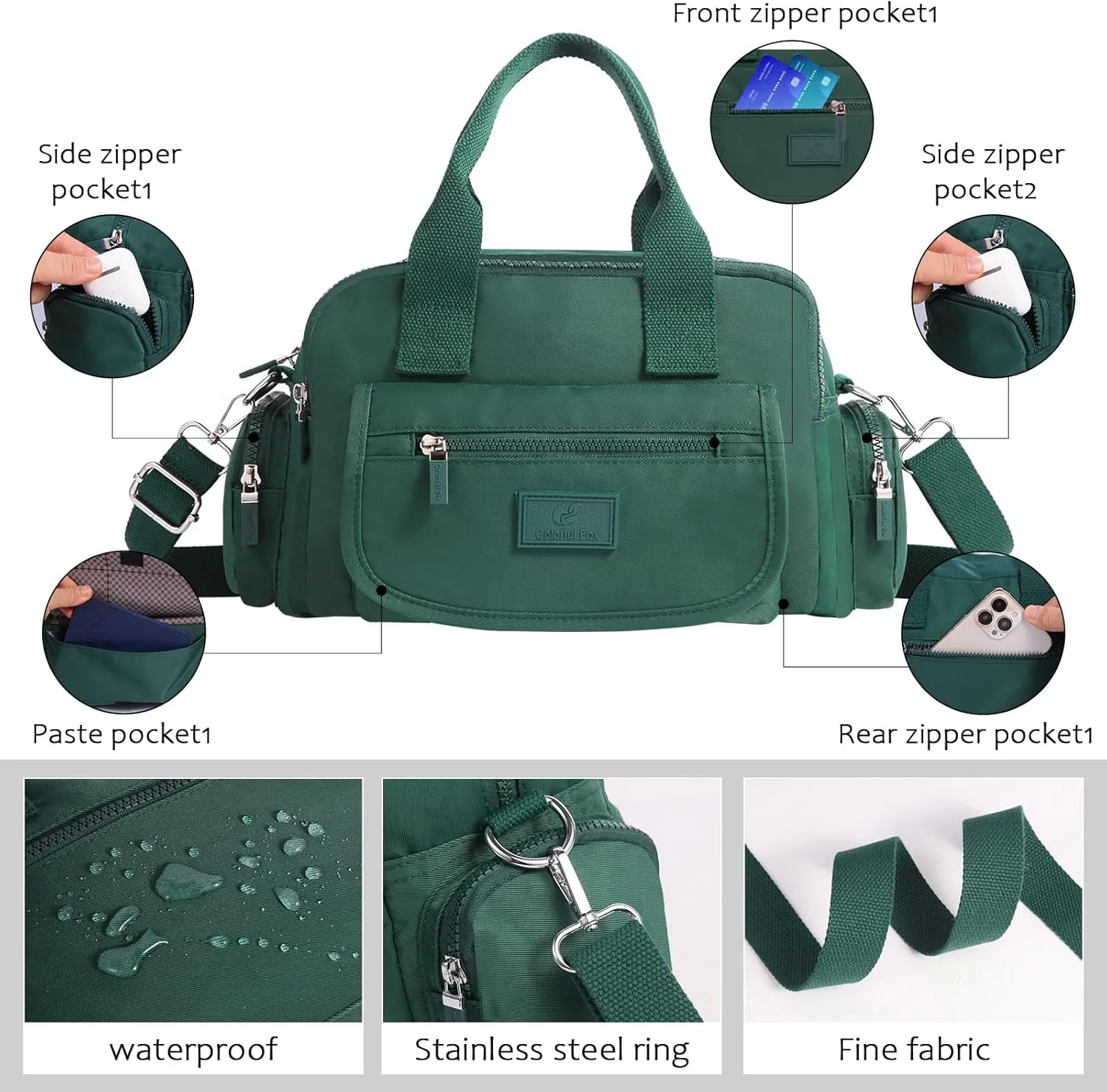 Women's Casual Shoulder Bag, Large Capacity Crossbody Bag, High-Density Nylon Waterproof Travel Wallet