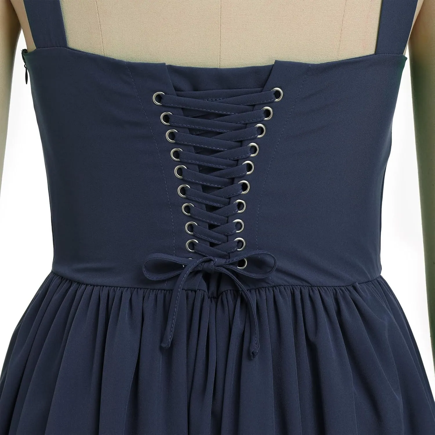 Women’s Floral Printed Corset Dress Spaghetti Strap Flare Summer Midi Dress Lace Trim Cami Dress Flowy Sundress