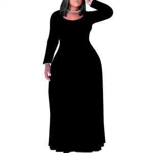 Women's Long Sleeve V Neck Loose Dress Solid Gradient Tie Dye A-Line Dress Plus Size Curve Fit Cocktail Dresses