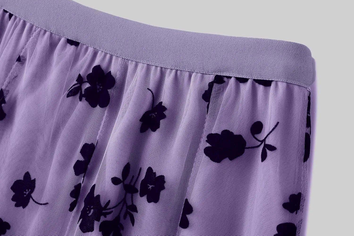 Women's Midi Length Skirt 3D Layered Floral Printed Elastic Waist Tulle Midi Skirts