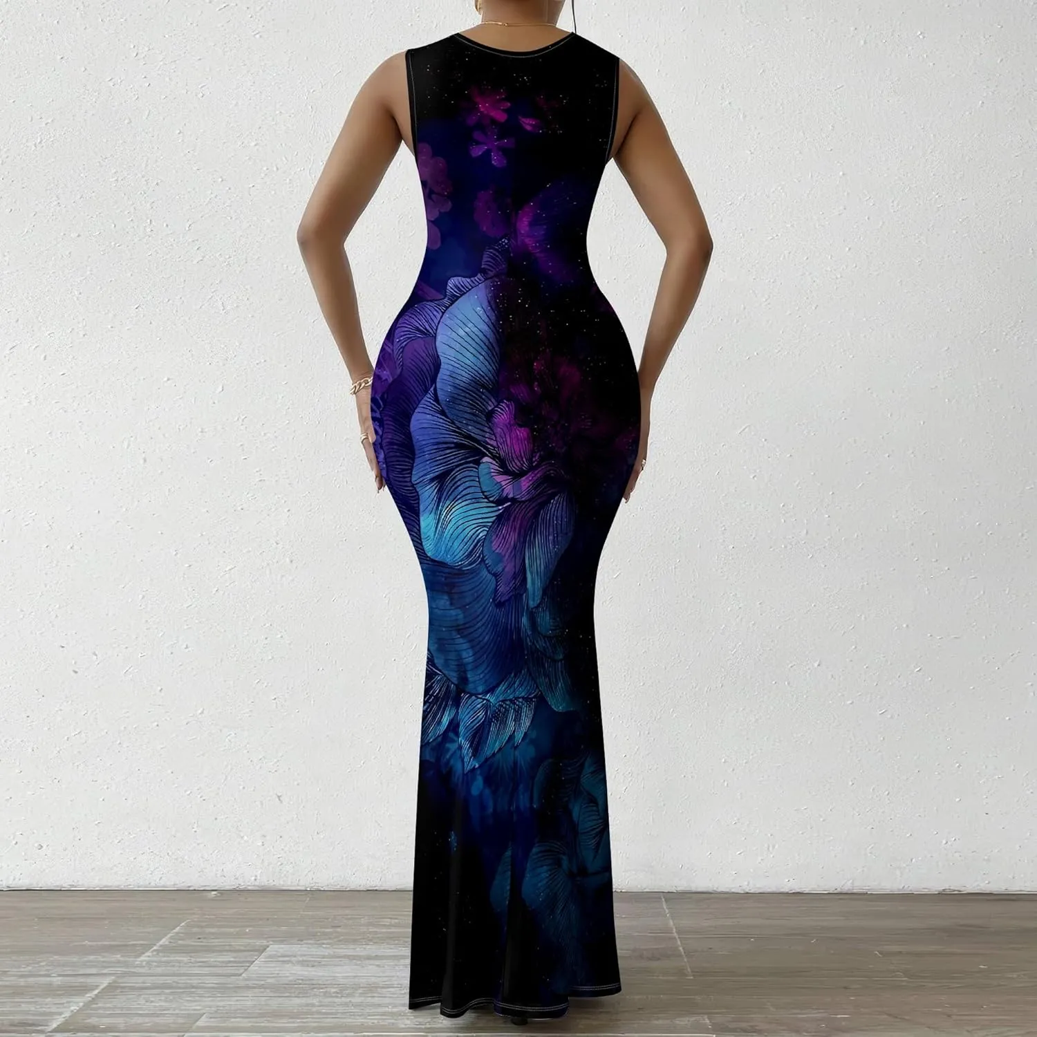Women's Sexy V Neck Sleeveless Fitted Dress Elegant Curve Pencil Skirt Beach Party Sundress Festival Evening Dress