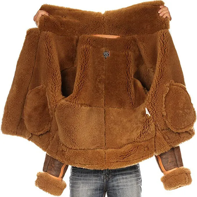 WWII Mens Flying B3 Brown Leather Aviator Jacket
