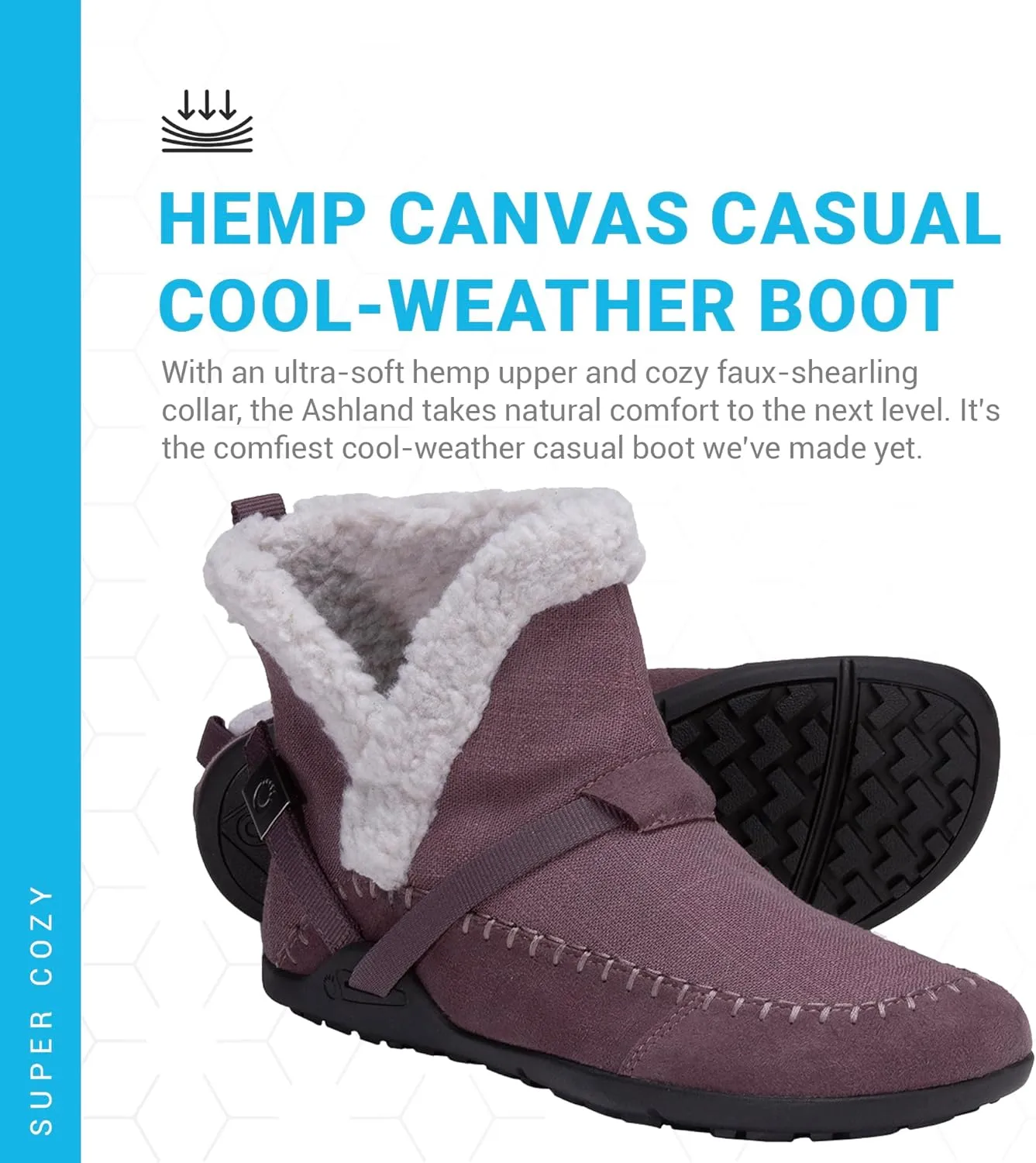 Xero Shoes Ashland Women’s Fall Boots, Vegan Casual Boots with a Soft Hemp Upper and a Cozy Faux Shearling Collar