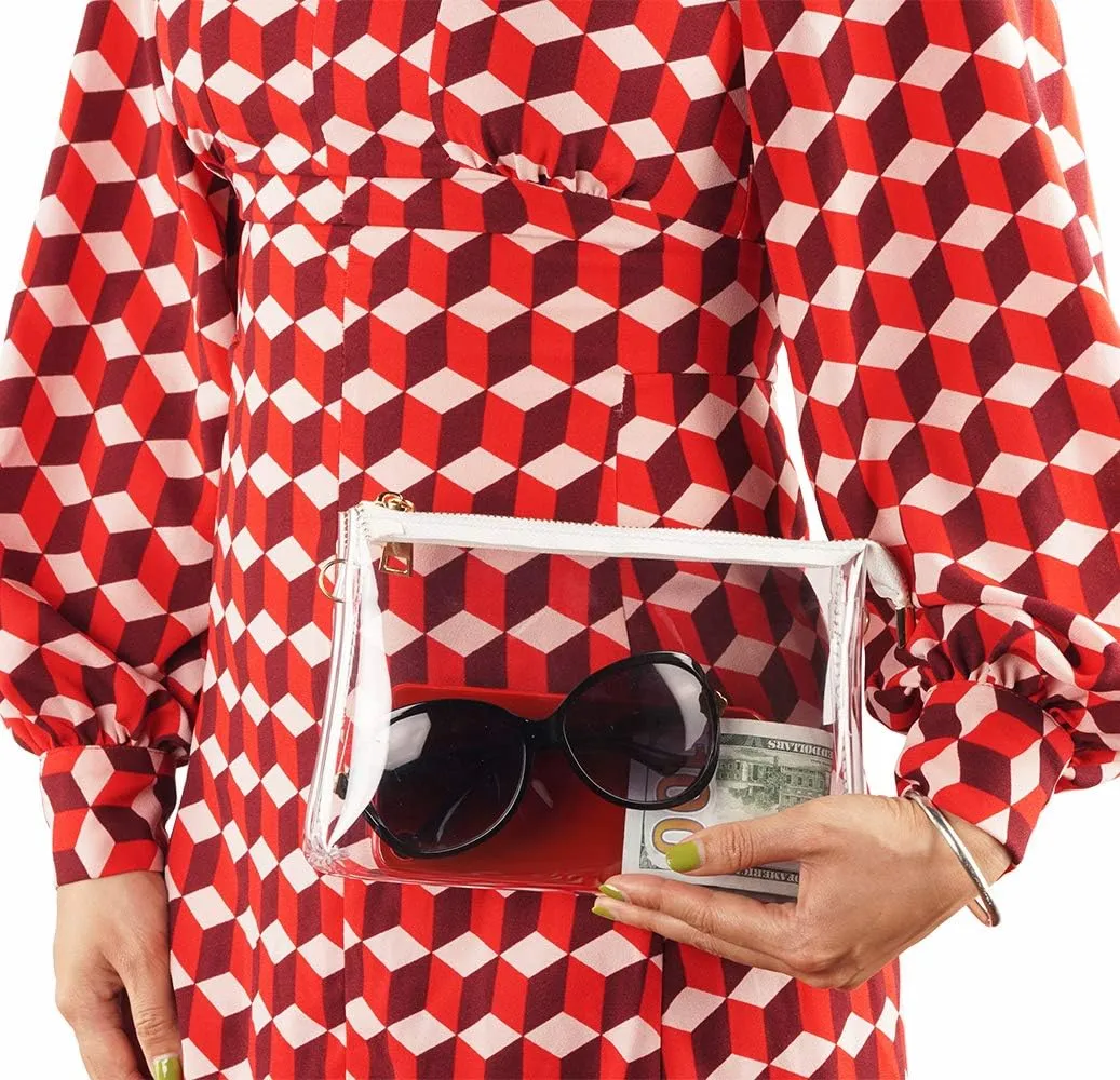 Y&R Direct Cute Clear Bag Purses for Women Stadium Transparent Crossbody Bag with Removable Chain for Sporting Events Concert