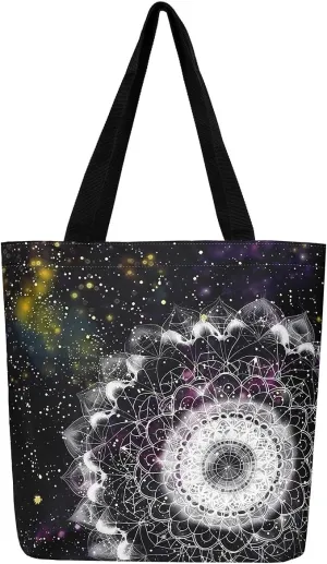 Yellow and White Nautical Canvas Tote Bag,Farmhouse Anchor Tote Bag,Stars Stripes Geometric Shopping Grocery Bags