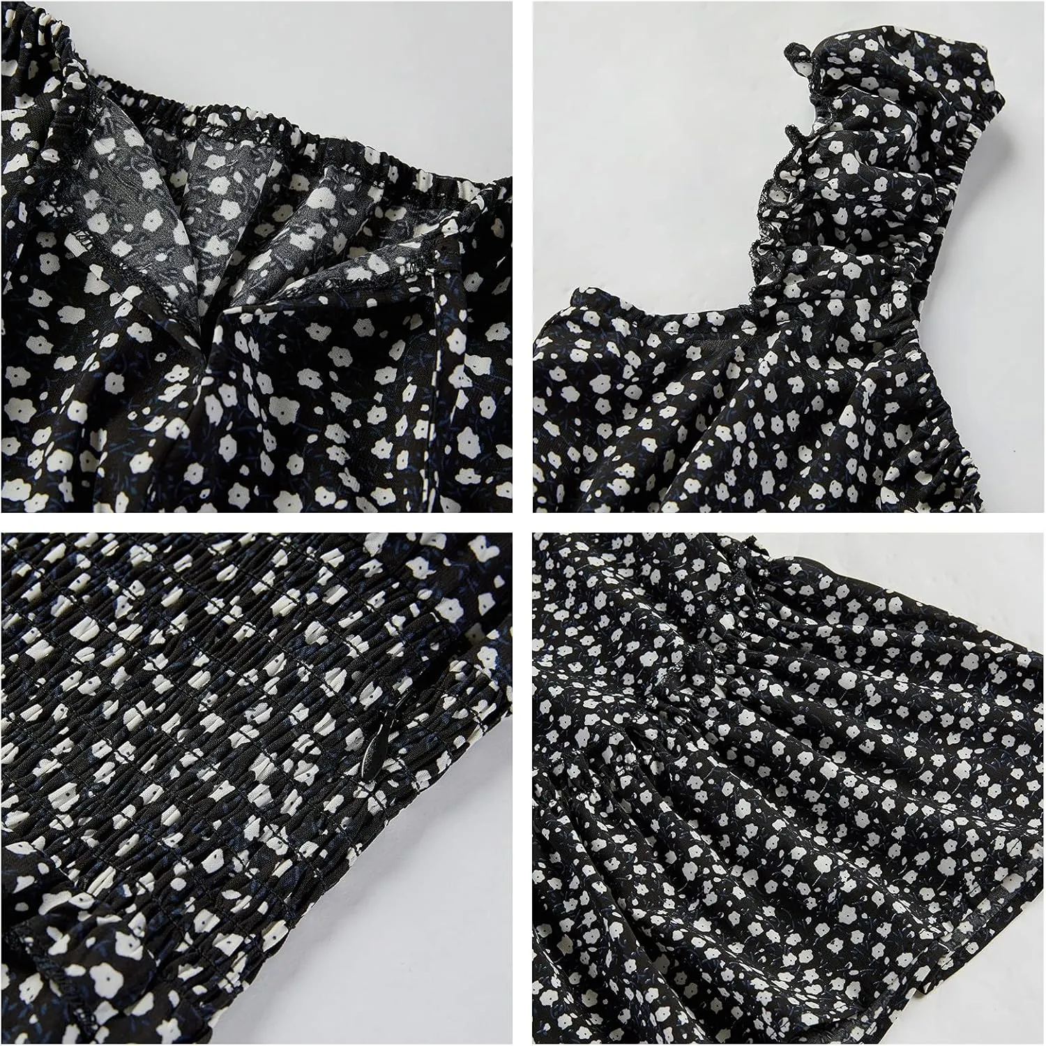 YOBECHO Womens Summer Sexy Sweetheart Collar Printed Ruffle Mini Dress