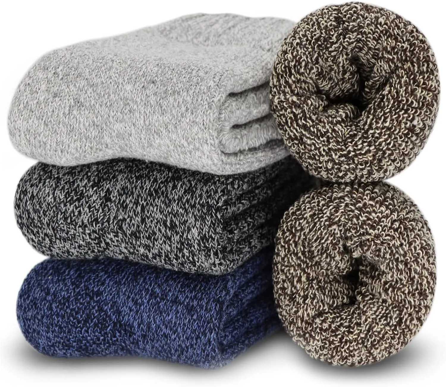 YQHMT 3Pack Mens Super Thick Wool Warm Socks Gifts Soft Casual Knit Winter Crew Socks Stocking Stuffers, Christmas Gift