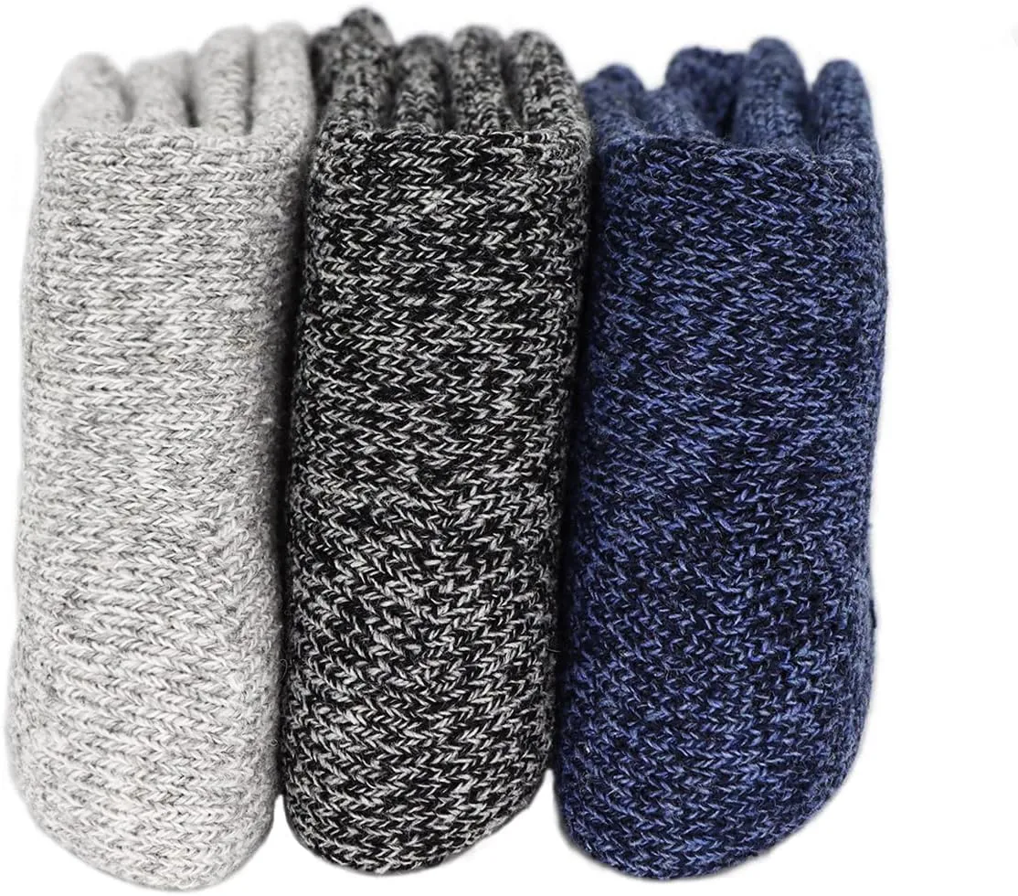 YQHMT 3Pack Mens Super Thick Wool Warm Socks Gifts Soft Casual Knit Winter Crew Socks Stocking Stuffers, Christmas Gift