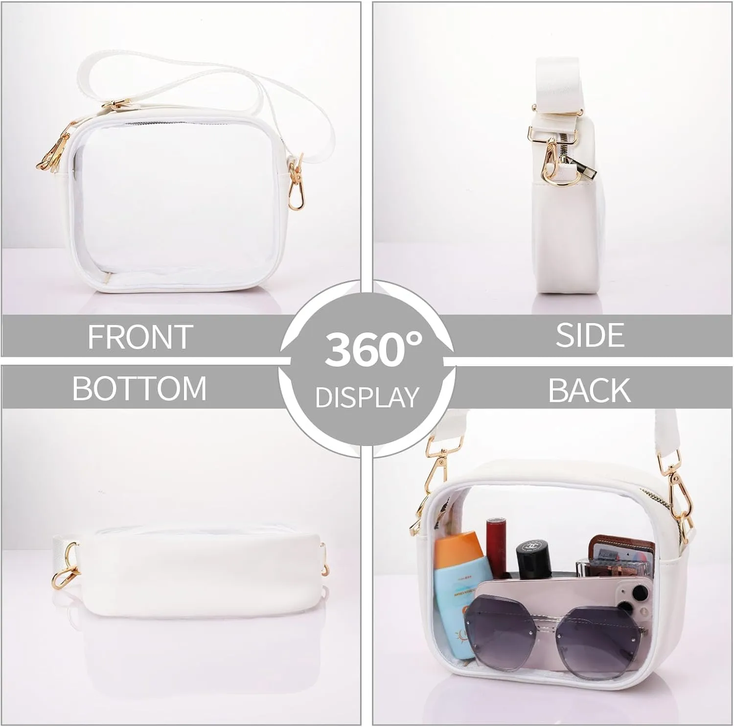 yuanming Clear Bag Stadium Approved, Clear Crossbody Purse Bag, Clear Stadium Bags for Women