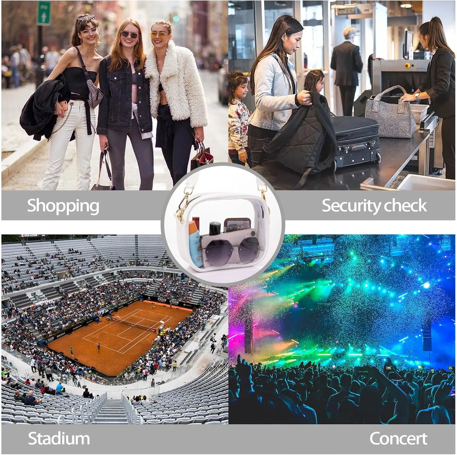 yuanming Clear Bag Stadium Approved, Clear Crossbody Purse Bag, Clear Stadium Bags for Women