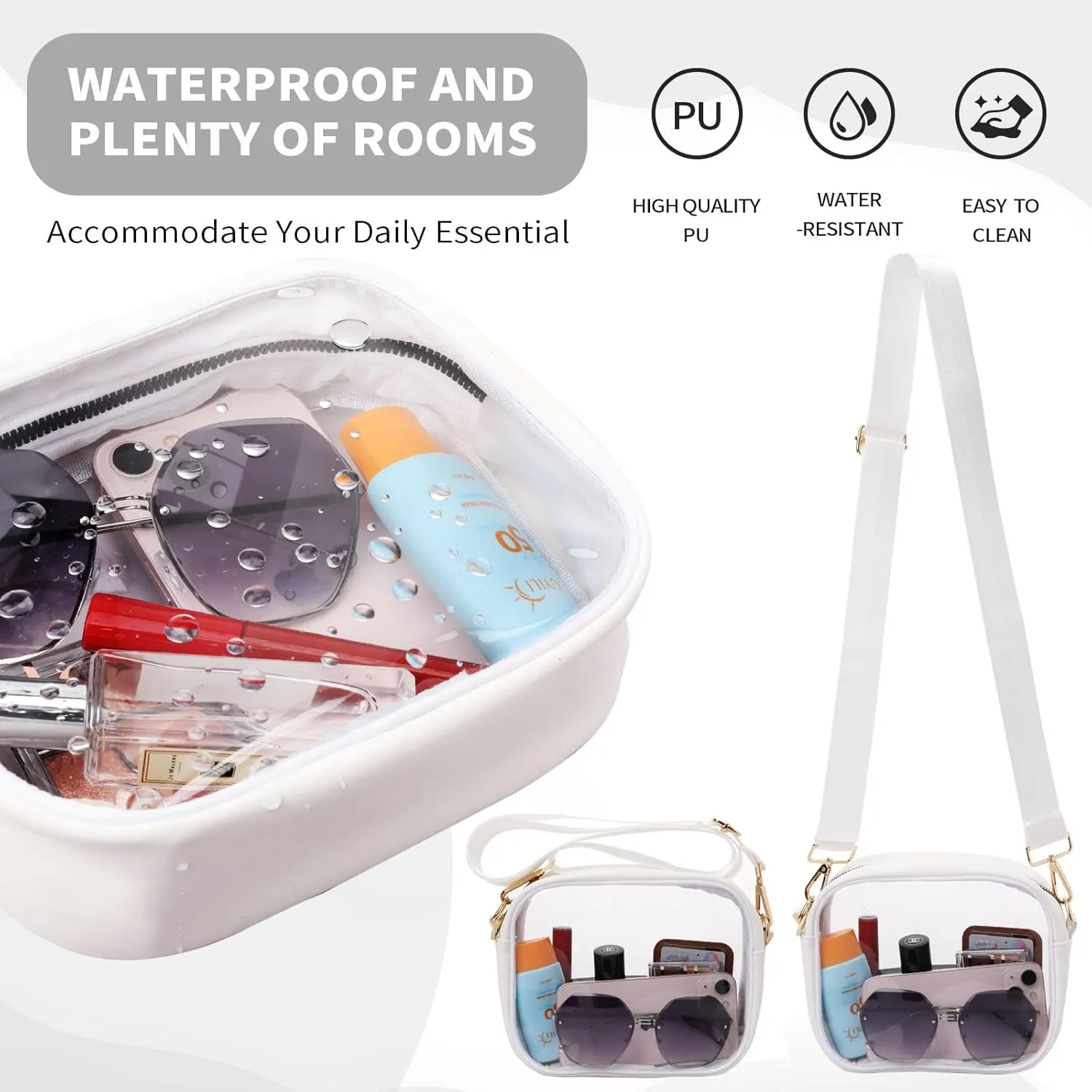 yuanming Clear Bag Stadium Approved, Clear Crossbody Purse Bag, Clear Stadium Bags for Women