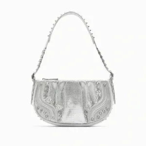 Zara silver studded shoulder bag